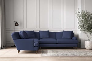 nkuku Deni Large Left Hand Corner Sofa | Make To Order | Recycled Cotton Navy | No Colour