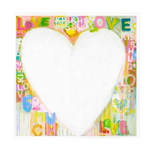 Kiss Hug + Love  Drippy Heart Art Print