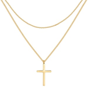 Layered Cross Necklace Gold