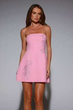 Graceful Spark Strapless Mini Dress Pink