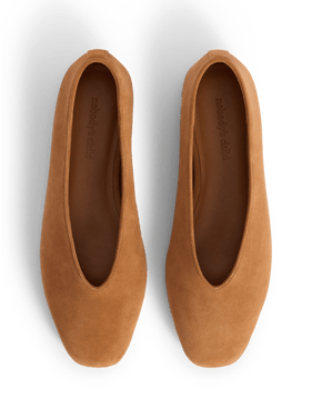 Tan Suede High Vamp Ballet Flats