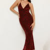 Zebra Charm Halter Maxi Dress Red