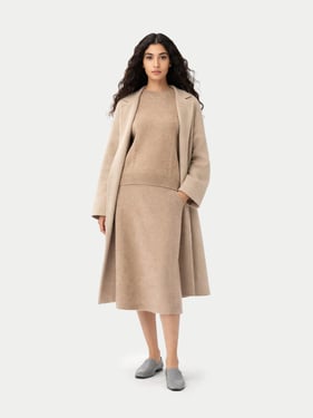 Organic Color Cashmere A-Line Knitted Skirt - XL / warm grey / WK1026-1000
