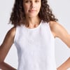 Button Back Embroidered Crop Top - Coconut white / 3XL