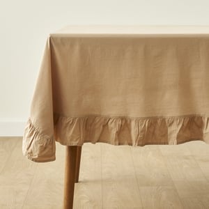 Elegance Ruffled Edge Tablecloth - Beige