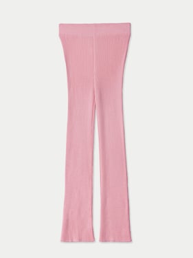 Rib-Knit Cashmere Silk Pants - XL / pink icing / WK0969-7276