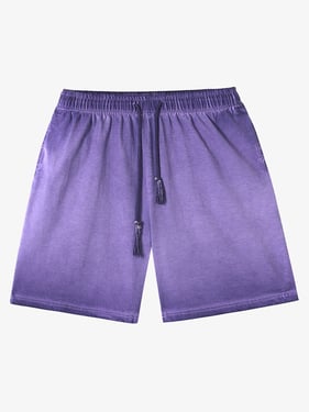 Distressed Washed Drawstring Shorts - Blue Purple / 2XL
