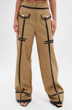 AKIRA East Hampton Wide Leg Trousers | Brown | Size Large