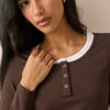 Brown Double Layer Henley Top