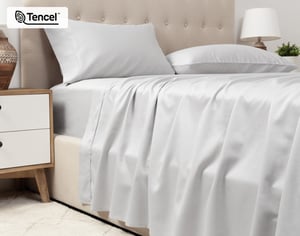 QE Home 500TC Eucalyptus Luxe TENCEL™ Lyocell Sheet Set Flat Sheet in Silver, Grey, King
