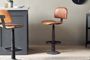 nkuku Narwana Bar Chair | Seating | One Size | Aged Leather & Iron