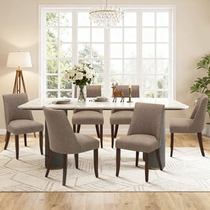 COLAMY KAVA Modern Casual Dining Chair - Brown / Set of 6