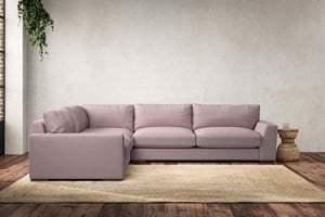 nkuku Guddu Large Left Hand Corner Sofa | Make To Order | Recycled Cotton Lavender | No Colour