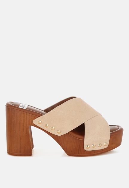 Mearsk Genuine Suede Leather Clogs