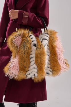 AKIRA Wild One Faux Fur Tote | Brown