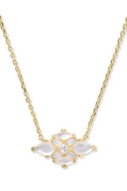 Abbie Gold Crystal Short Pendant Necklace Neutral Mix