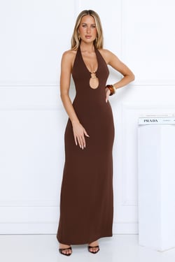 Elevate Everything Halter Maxi Dress Brown
