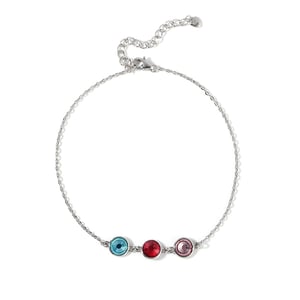Jeulia Simple Design Candy-hued Stones Sterling Silver Personalized Anklet