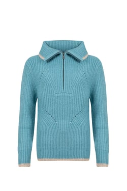 Weird Fish Reza 1/4 Zip Knitted Jumper Smoked Blue Size 8