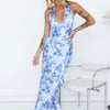Affectionate Mood Satin Halter Maxi Dress Blue
