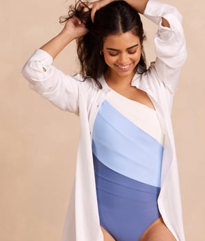 The Silky Luxe Short Effortless Shirtdress Cover-Up - White Sand / 2X