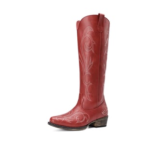 DREAM PAIRS Women   s Knee High Western Block Heel Boots