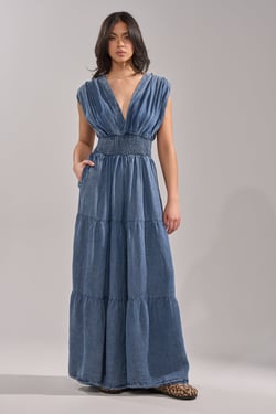 AKIRA Kelly Denim Jumpsuit | Size Large