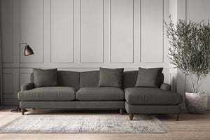 nkuku Deni Right Hand Chaise Sofa | Make To Order | Grand | Brera Linen Granite