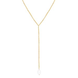 Pearl Pendant Lariat Necklace Sterling Silver