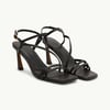 Black Leather Strappy High Heels