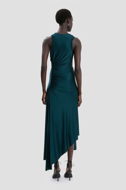 Victoria Beckham Twist Dress In Dark Teal - 10 - Womens