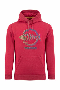 Weird Fish Bryant Front Print Graphic Popover Hoodie Garnet Size S