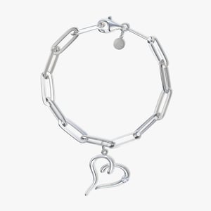 Bold Heart Paperclip Bracelet - 0.14 CT