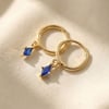 Sapphire September Birthstone Delicate Dangle Hoops