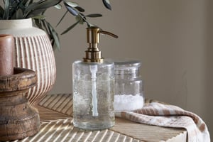 nkuku Ilcoso Recycled Hammered Glass Soap Dispenser | Bathroom | One Size | Clear
