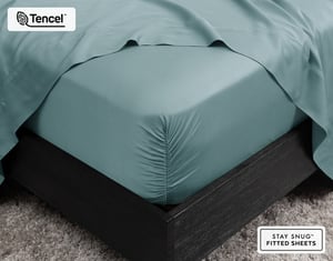 QE Home 350TC BeechBliss TENCEL™ Modal Fitted Sheet in Tidewater, Blue, King