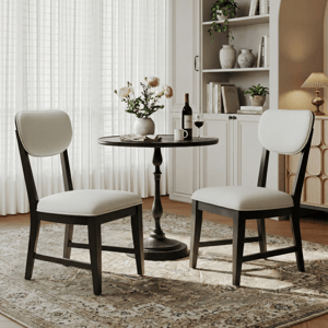 COLAMY PURA Solid Wood Dining Chair with OEKO-TEX® Fabric - Black / Set of 2