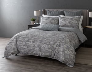 QE Home Fergana Duvet Cover, Cotton, TENCEL™ Lyocell, Geometric, Grey, Super King