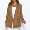 Effortlessly Professional Suede Long Sleeve Blazer Brown