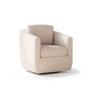 COLAMY REVA Leather Modern Swivel Accent Chair - Beige