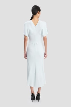 Victoria Beckham Bela Midi Dress In Glacial Blue - 16 - Womens
