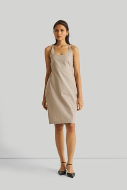 Fitted Knee Length Dress in Ecru - Poplin Ecru / 3XL