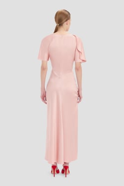 Victoria Beckham Cap Sleeve Dress In Dusty Pink - 10 - Womens