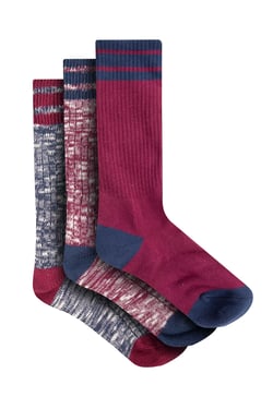 Weird Fish Dilki Striped Boot Sock 3pk Beet Size 4-7