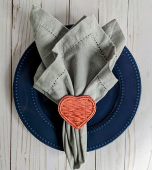 Heart Handwoven Iraca Napkin Ring - Blush Pink