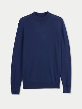 Men Cashmere Silk High Neck Sweater - 2XL / mood indigo / MK0324-7019/0000