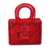 Caracoli Box Handwoven Iraca Purse - Solid Color / Red