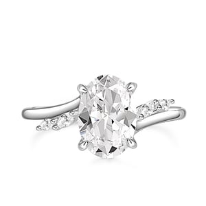 Jeulia Bypass Oval Cut Sterling Silver Engagement Ring