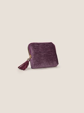 Velvet Fringed Zipper Jewelry Storage Bag - Lavender / One Size