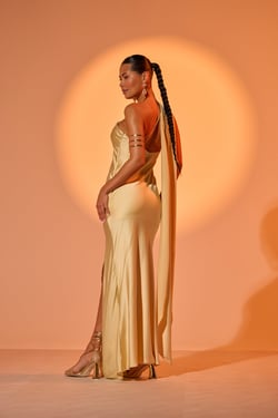 AKIRA Golden Hour Satin Maxi Dress | Size Large